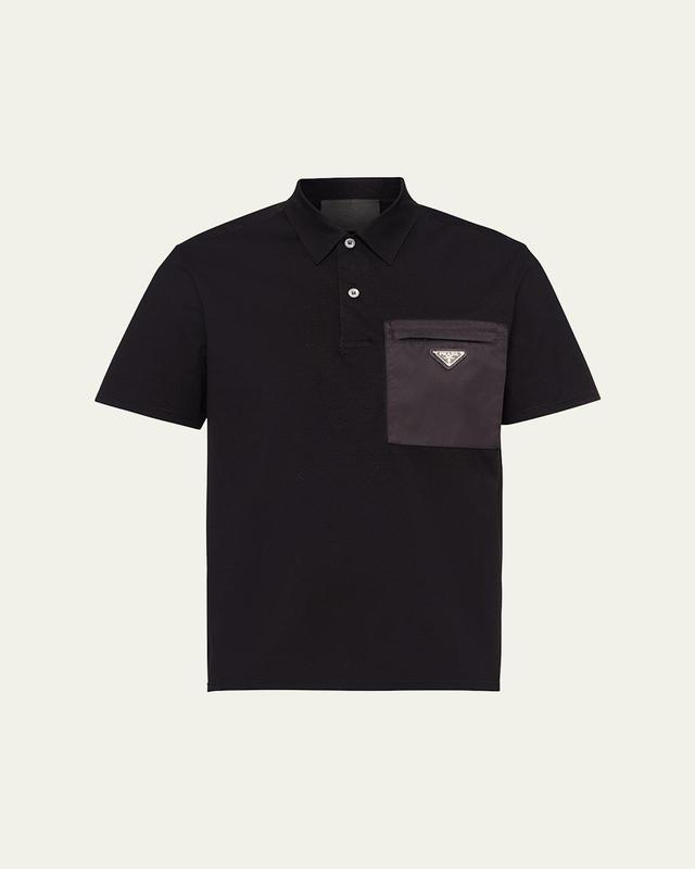 Mens Stretch Cotton Polo Shirt with Nylon Details Product Image