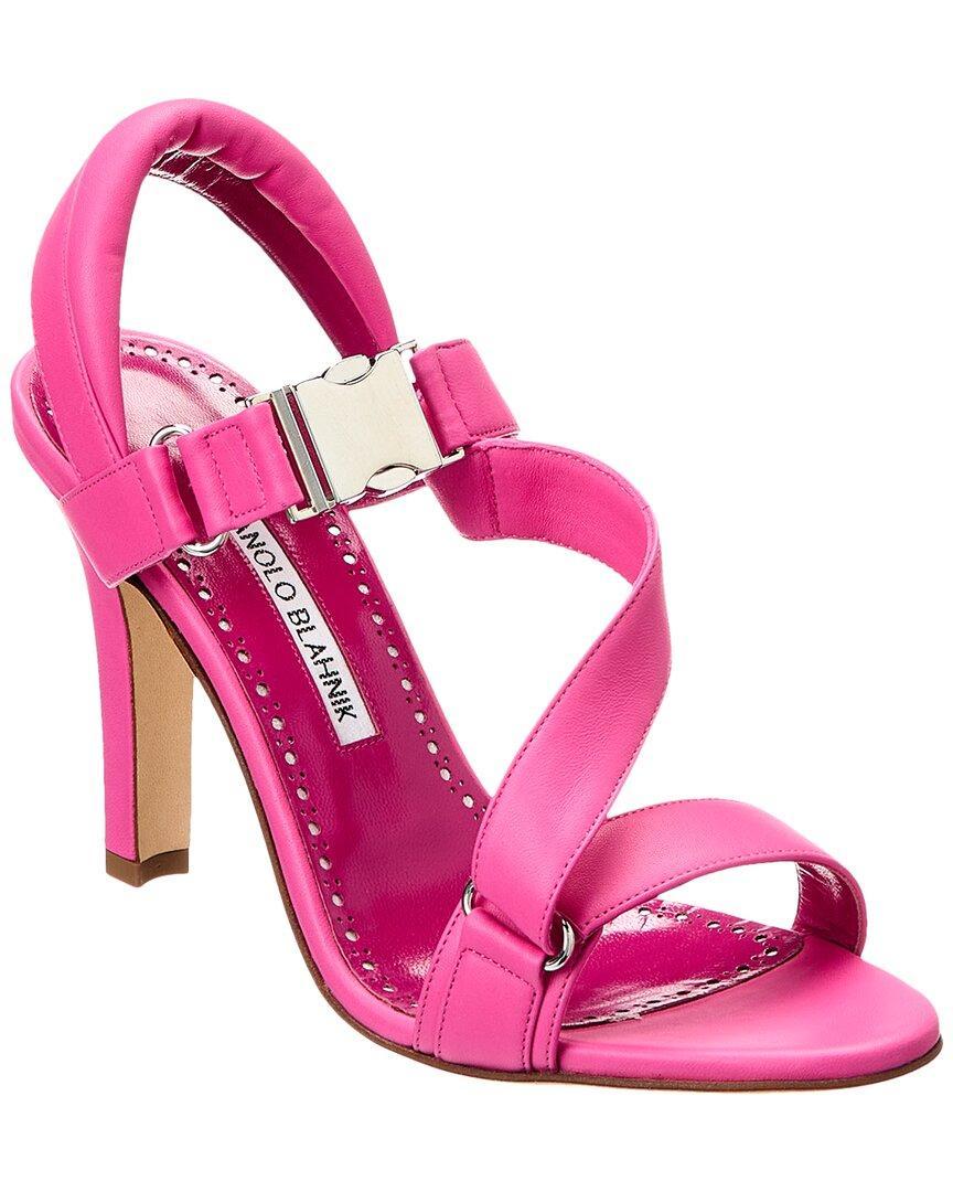 MANOLO BLAHNIK Puxanhi 105 Leather Sandal In Pink Product Image