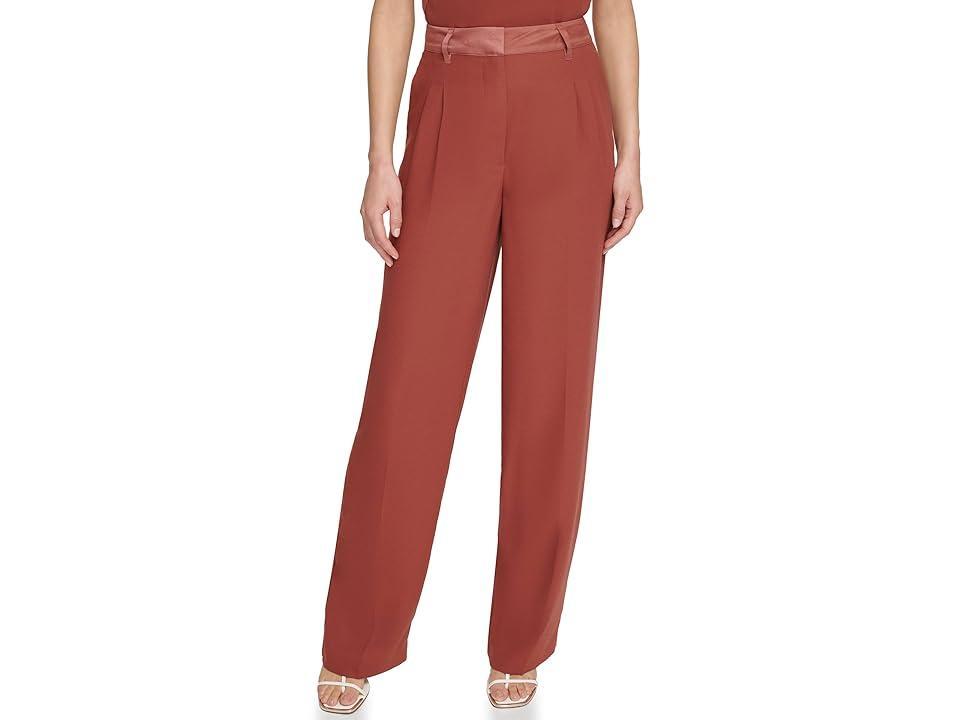 DKNY Matte Shine Wide Leg Trousers (Bricklane) Women's Casual Pants Product Image