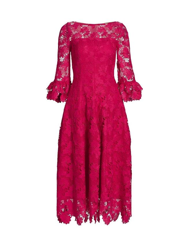 Womens Guipure Lace Cocktail Midi-Dress Product Image