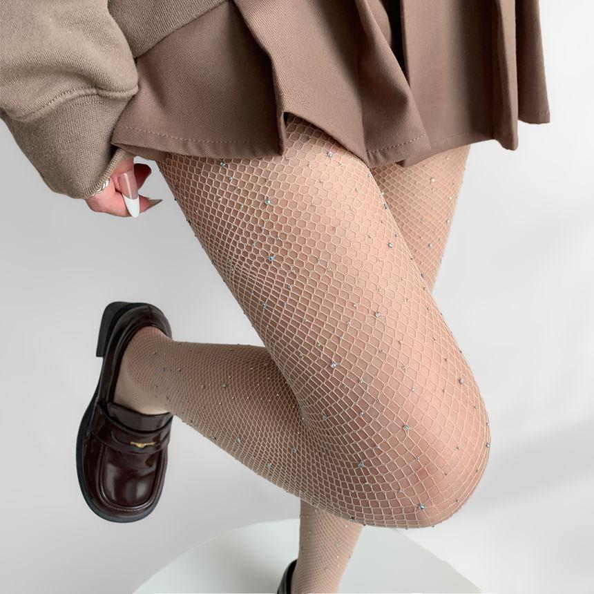 Rhinestone Fishnet Tights Product Image