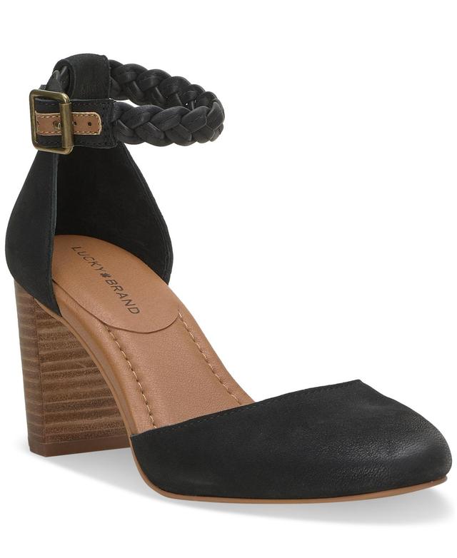 Lucky Brand Womens Kainda Braided Ankle-Strap Block-Heel Pumps Product Image