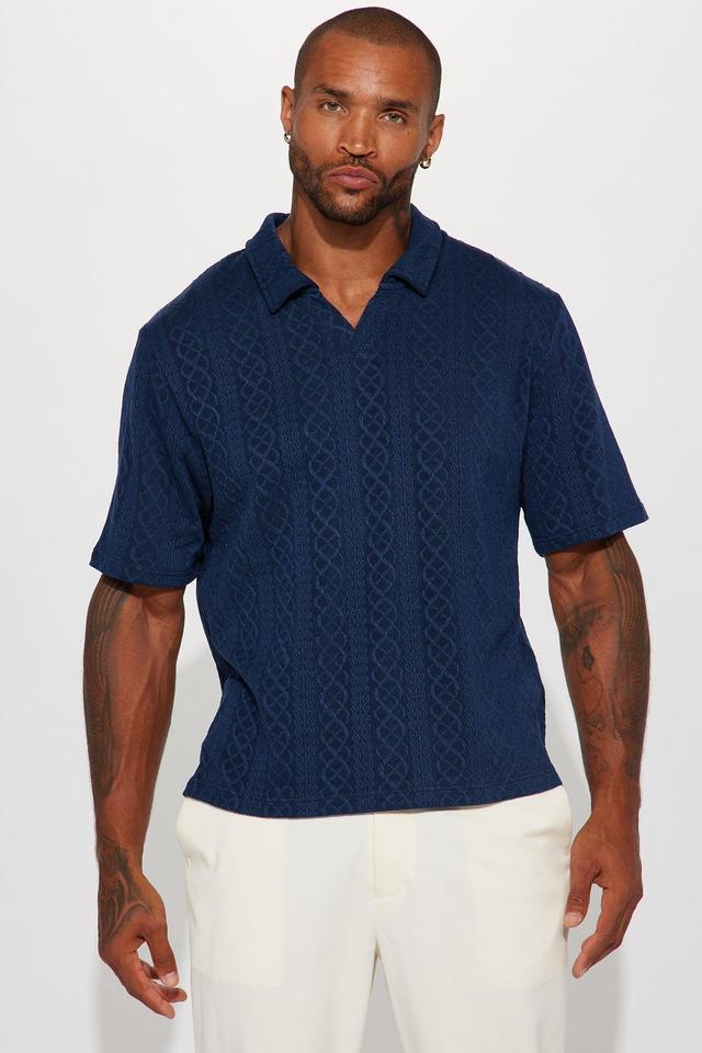 Zig Zag Road Short Sleeve Polo - Navy Product Image