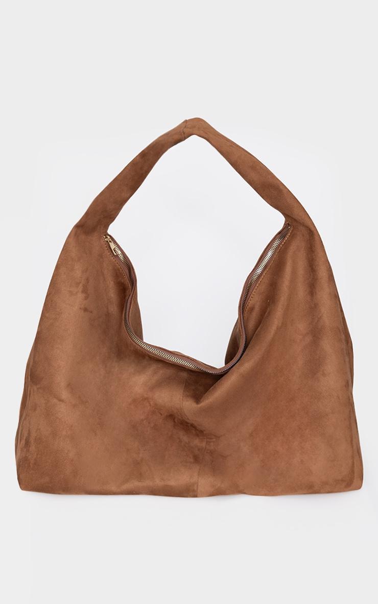 Tan Faux Suede Oversized Tote Bag Product Image