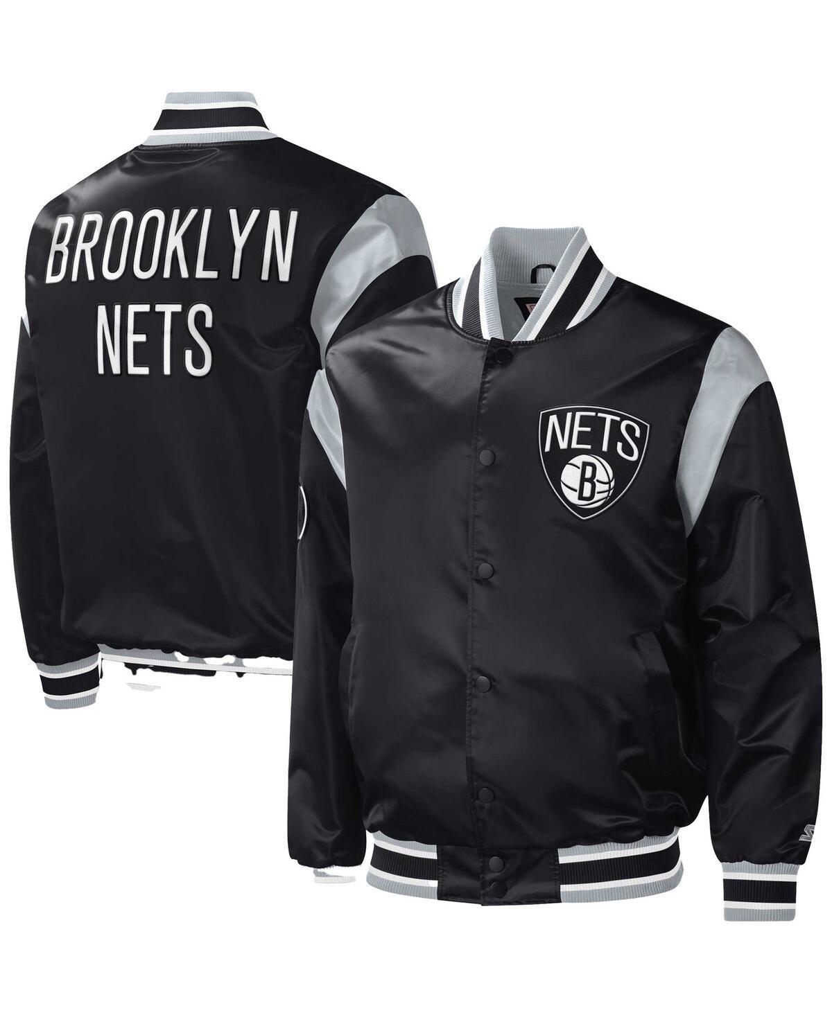 Mens Starter Brooklyn Nets Force Play Satin Full-Snap Varsity Jacket Product Image