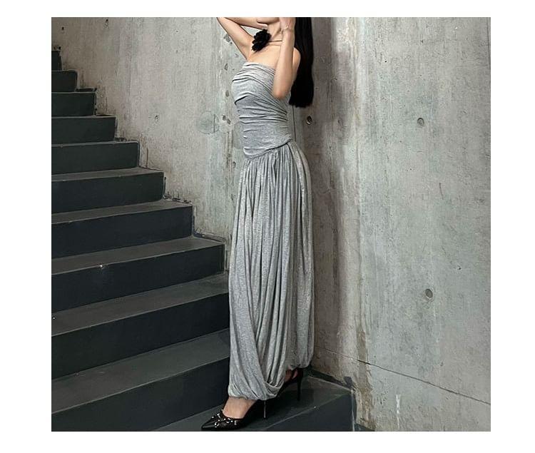 Ruched Maxi A-Line Tube Dress Product Image