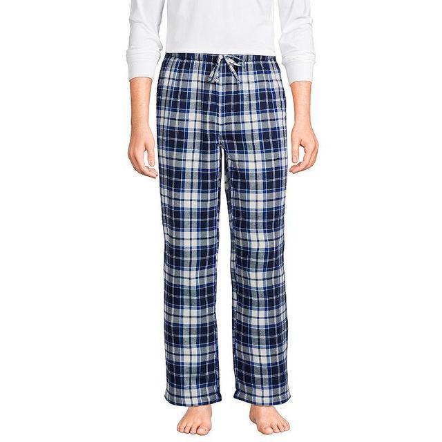 Big & Tall Lands End Plaid Sherpa-Lined Flannel Pajama Sleep Pants, Mens Dark Blue Product Image