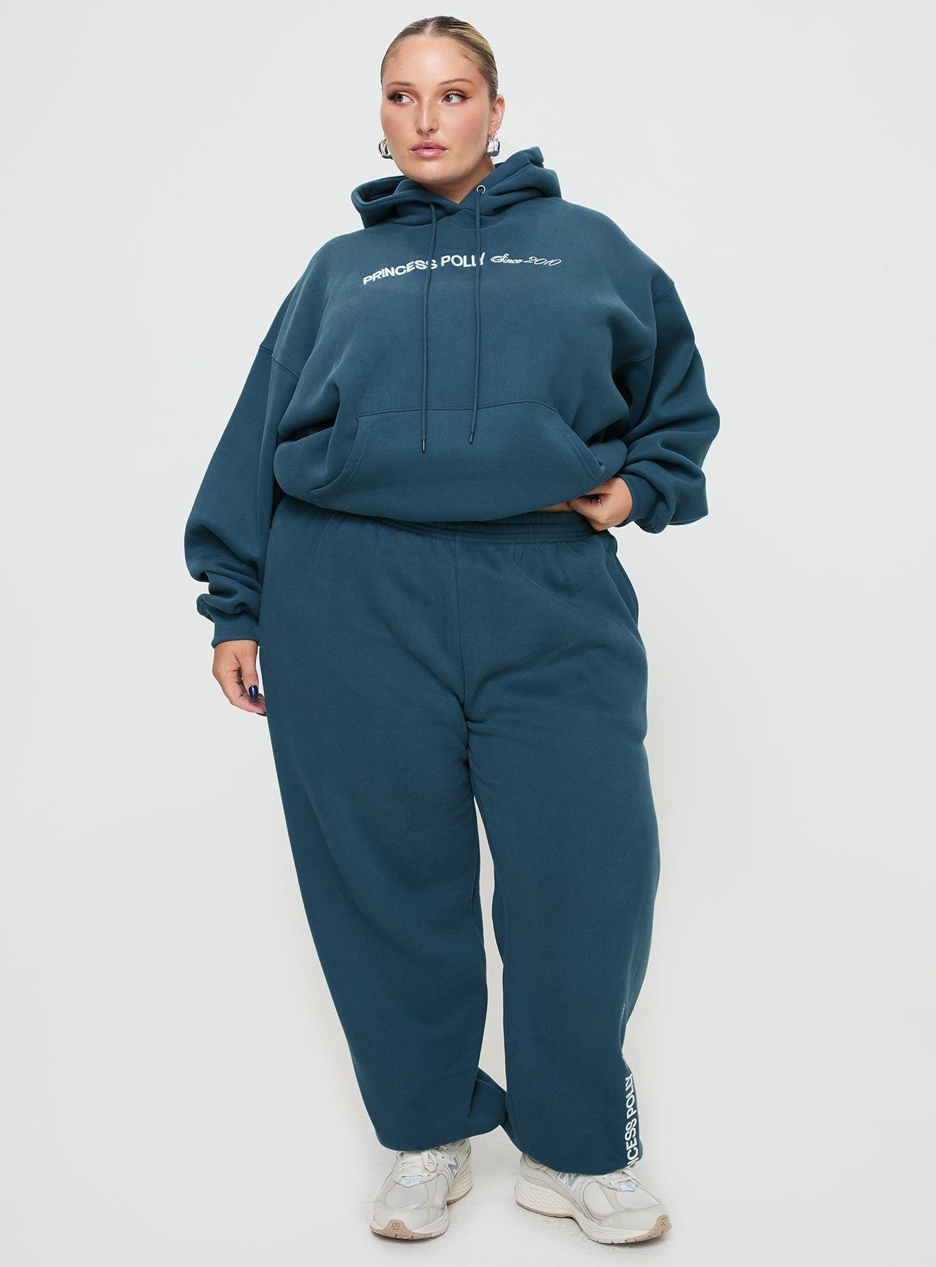 Princess Polly Track Pants Block / Cursive Text Slate Curve Product Image