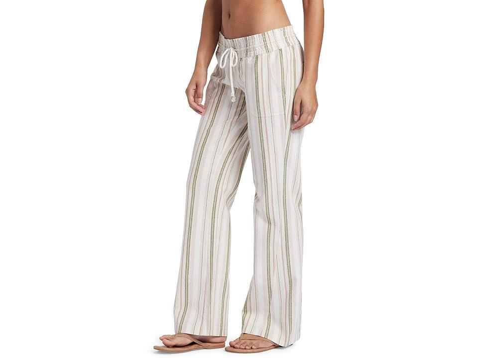 Roxy Oceanside Yarn-Dyed Beach Pants (Loden Cabana Stripe) Women's Casual Pants Product Image