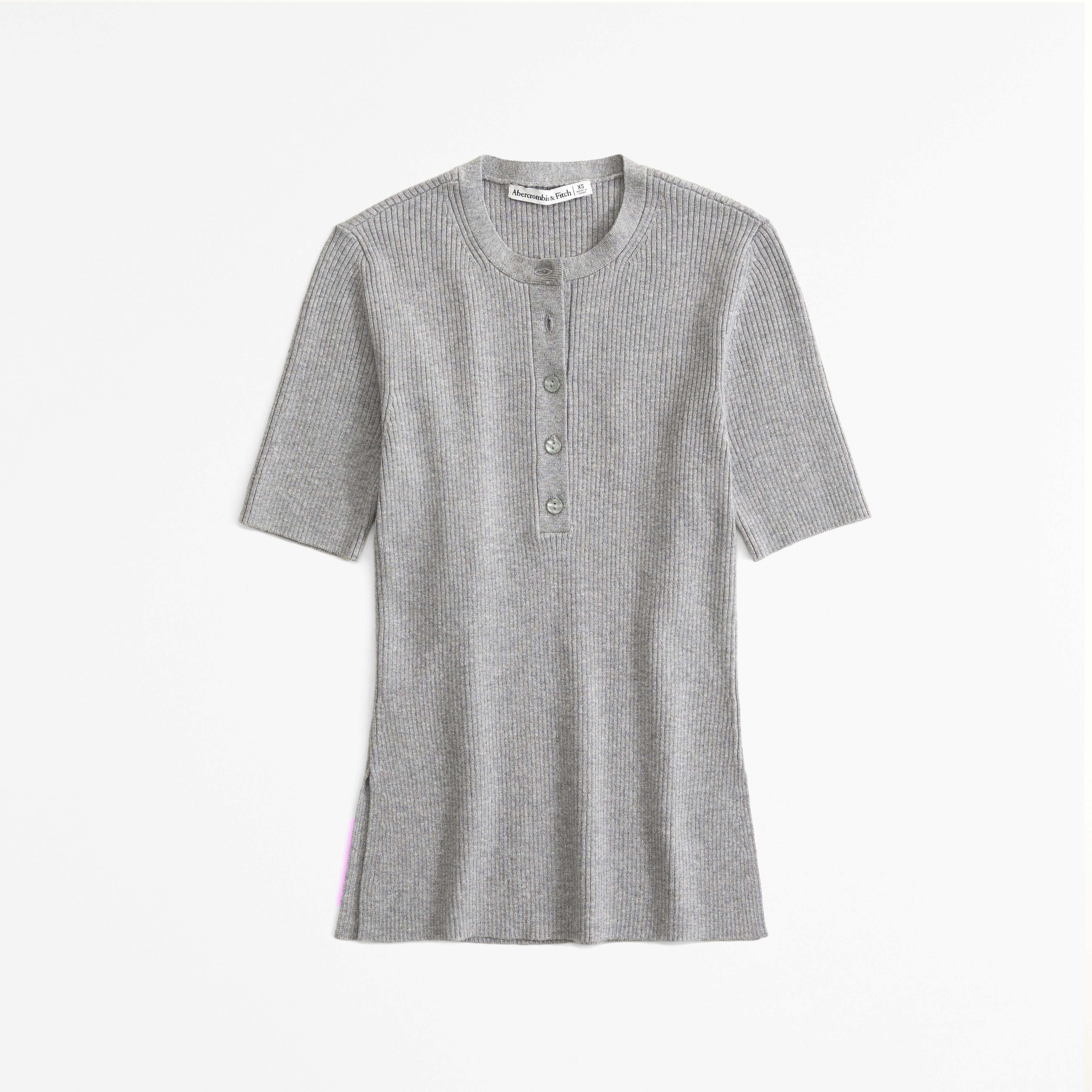 Slim Henley Sweater Tee Product Image