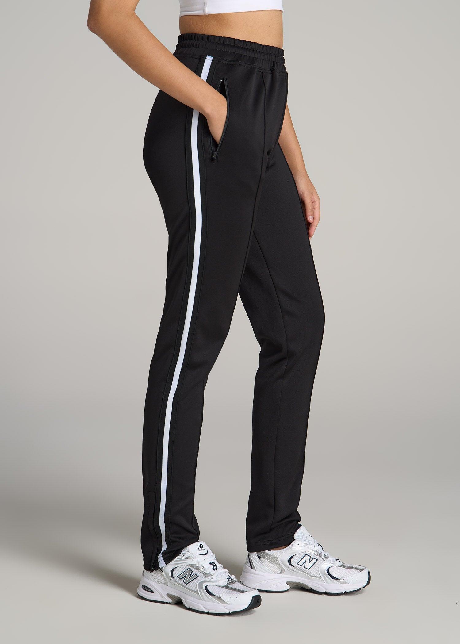 Women's Tall Athletic Stripe Pants in Black & White Female Product Image