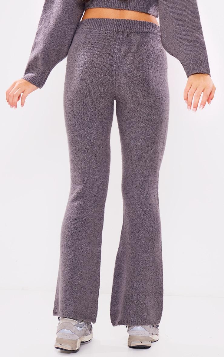 Charcoal Wide Leg Knit Pants Product Image