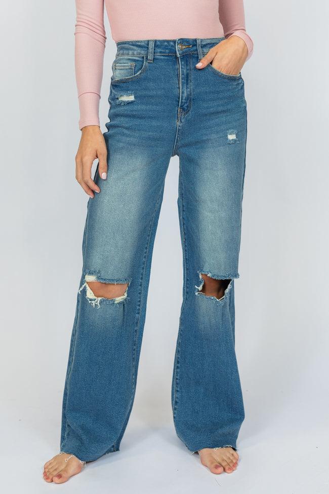 Kelsea Medium Wash Wide Leg Jeans Product Image