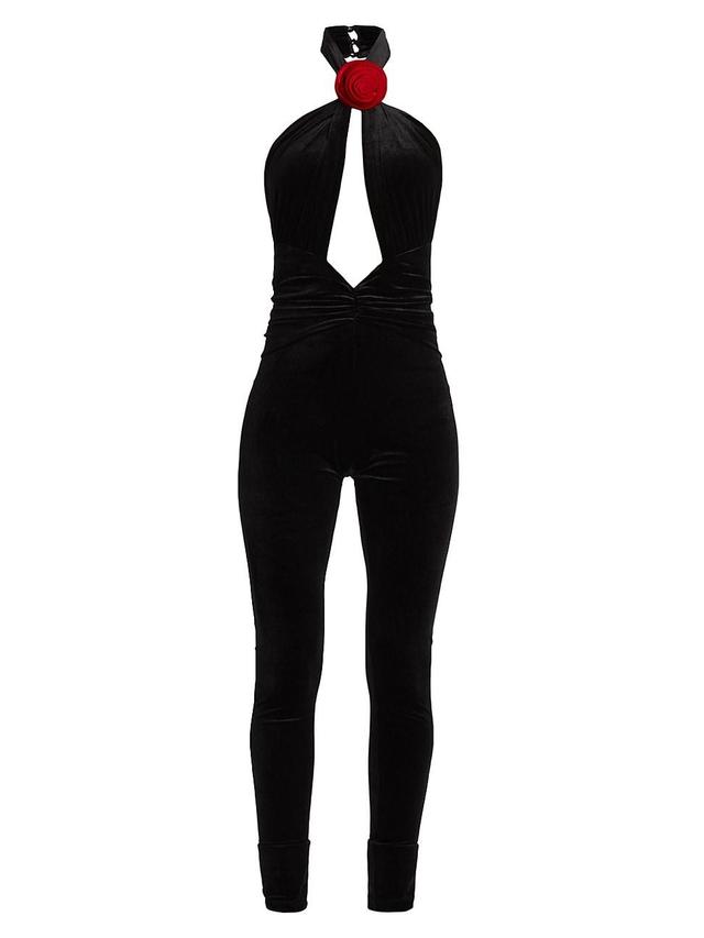 Womens Abreen Velvet Skinny Jumpsuit Product Image