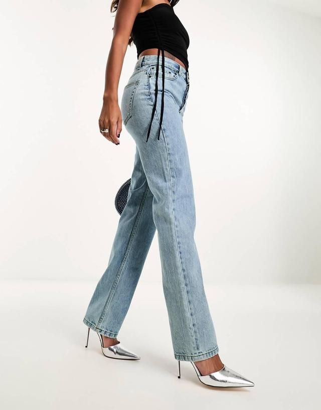 ASOS DESIGN mid rise straight jeans in vintage lightwash Product Image