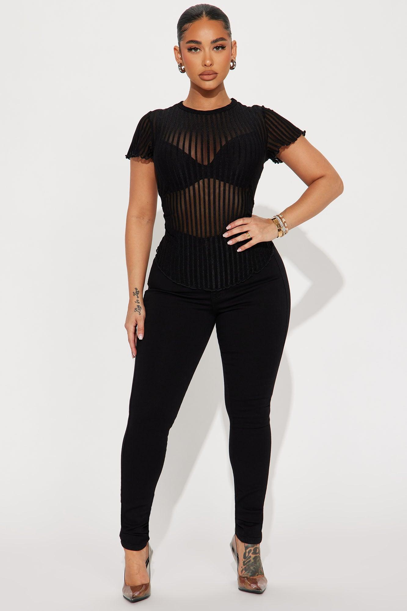 Myrah Mesh Top - Black Product Image