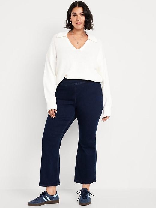 High-Waisted Weekender Pull-On Crop Flare Jeans Product Image