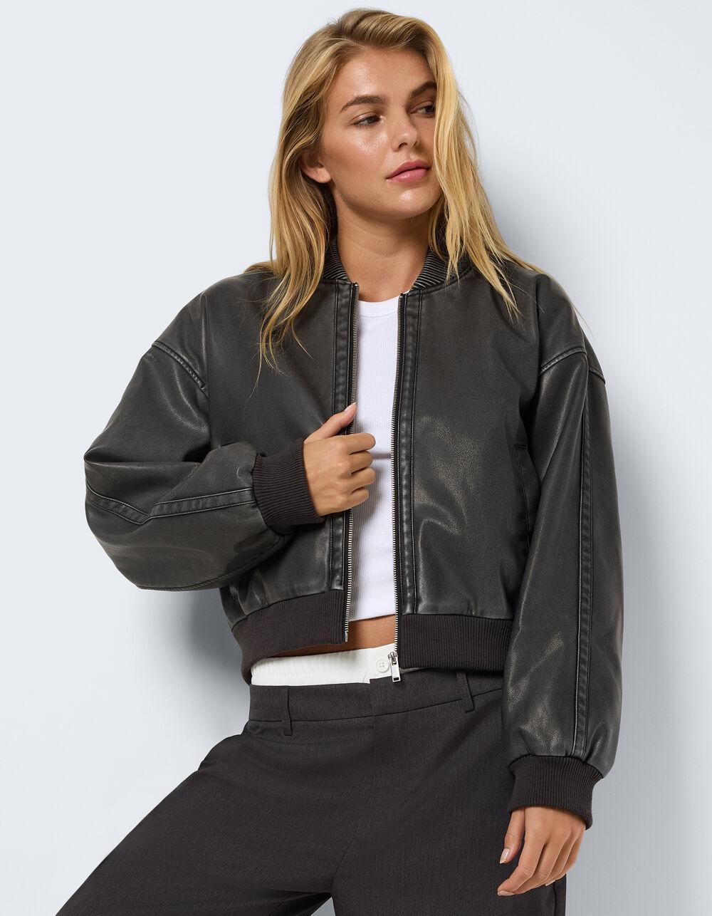 NOISY MAY Dixie Womens Faux Leather Bomber Jacket Product Image