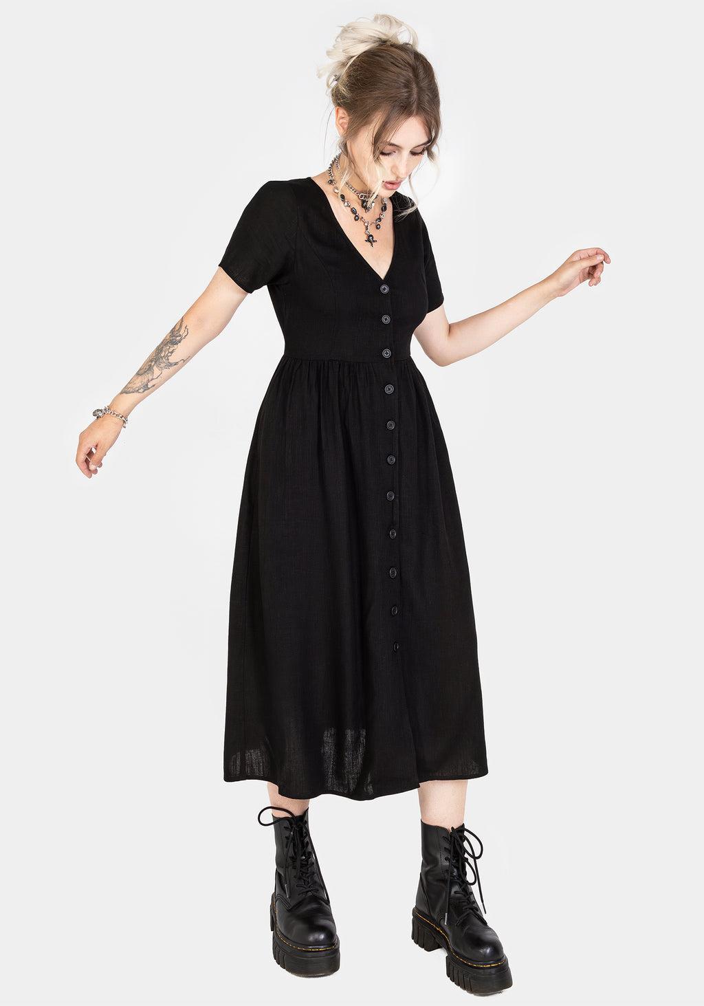 Rowan Linen Button Up Midi Dress Product Image