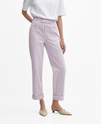 Mango Womens High-Rise Tapered Jeans - Light Product Image