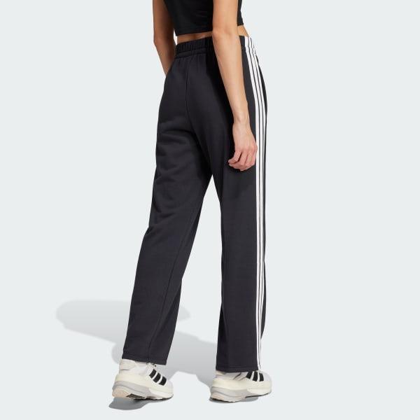 adidas Essentials 3-Stripes Open Hem French Terry Pants Black XL Womens Product Image