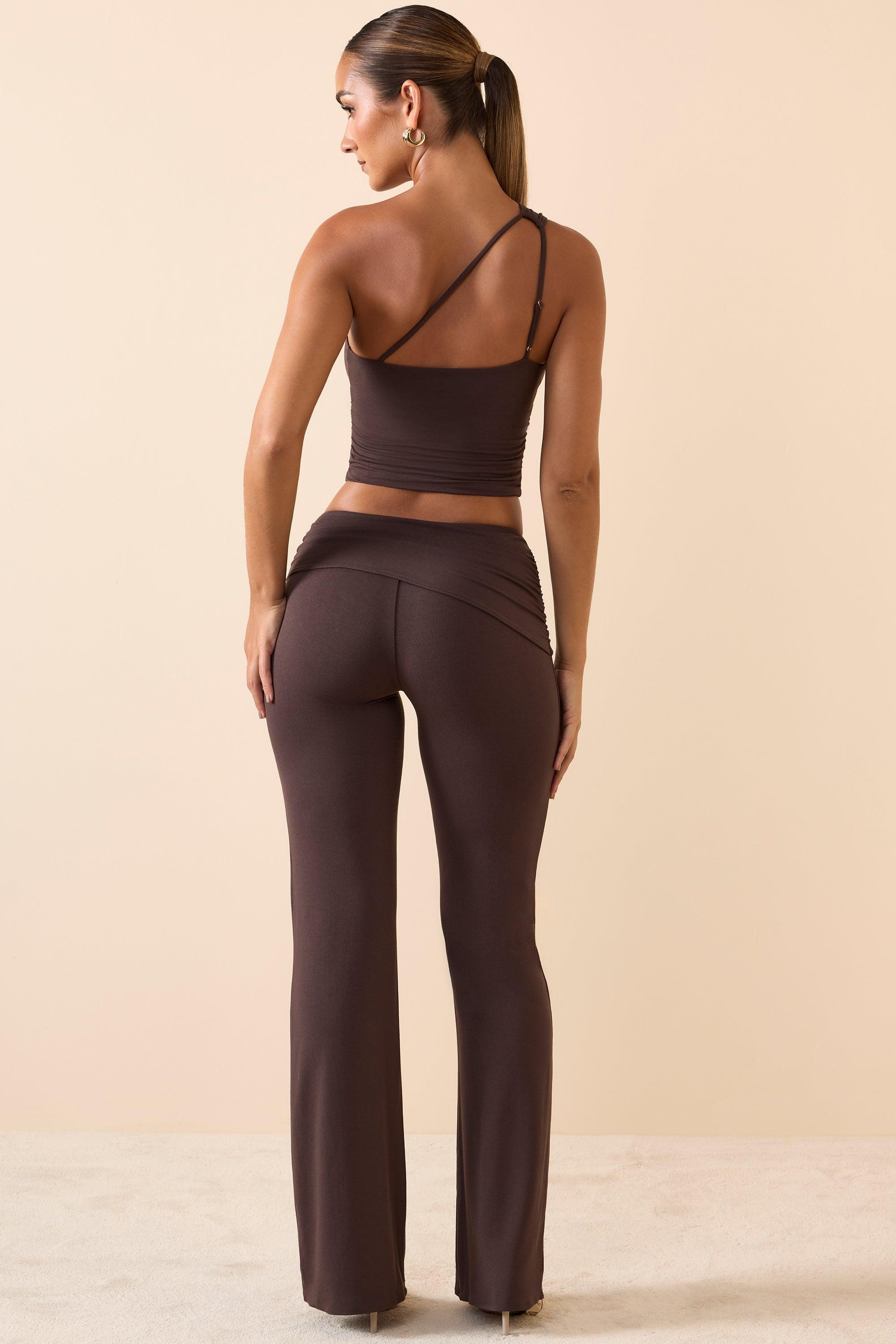 Mid Rise Straight Leg Trousers in Chocolate Brown Product Image