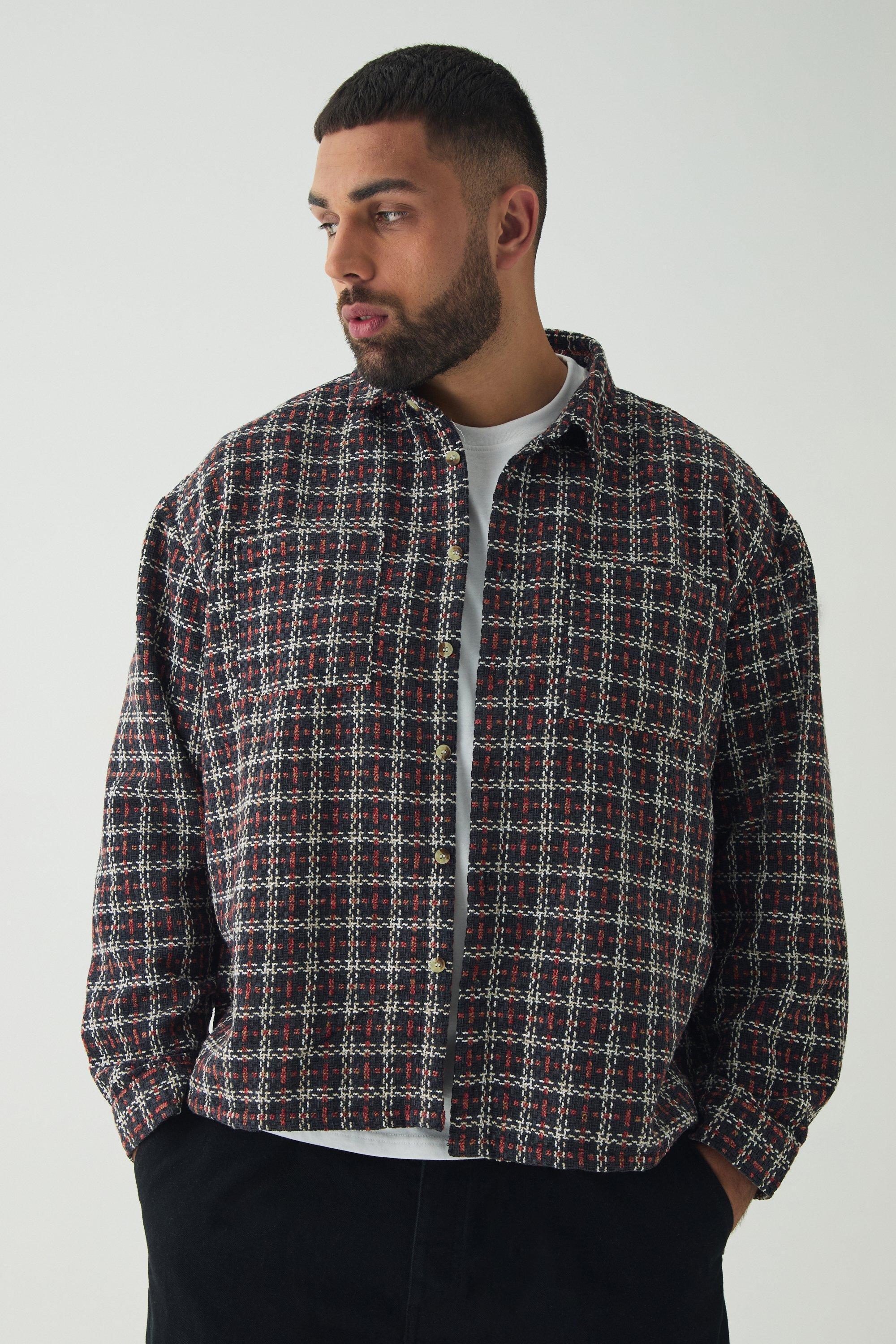 Plus Heavy Weight Boucle Overshirt | boohooMAN USA Product Image