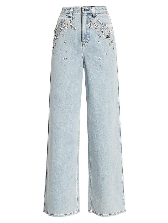 Womens Embellished Straight-Leg Jeans Product Image