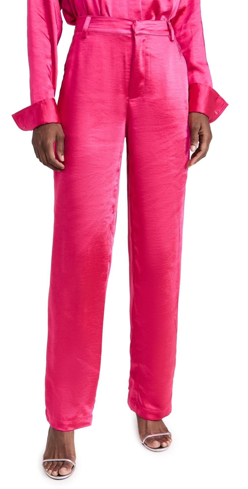 Good American Washed Satin Straight Leg Pants Product Image