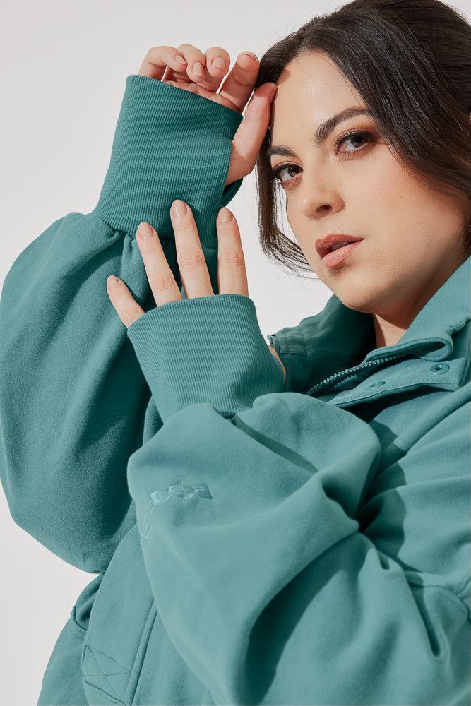 Ooey Gooey Half Zip Sweater - Turquoise Product Image