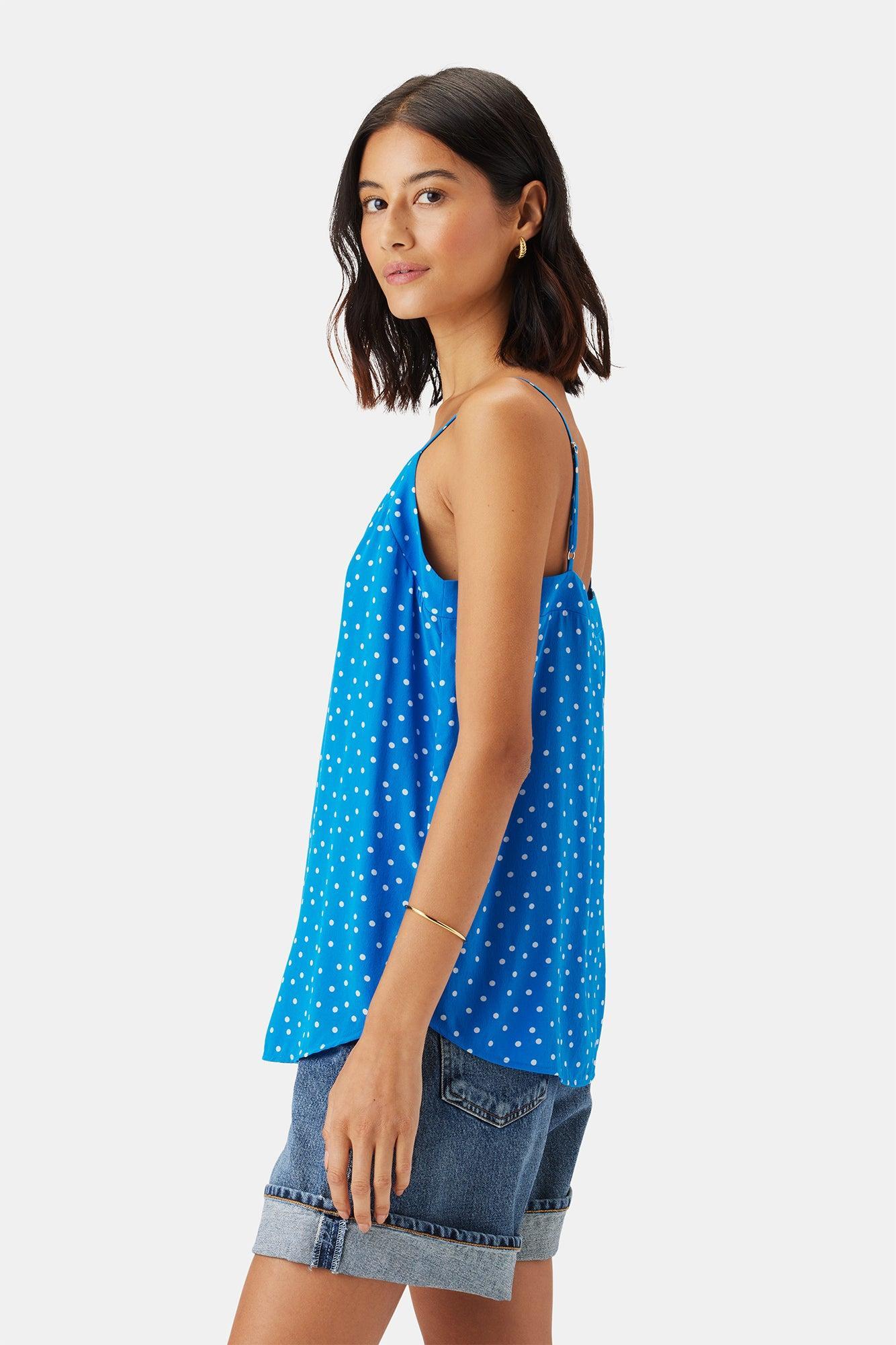 Barlow Washable Silk Tank - Riviera Dot Turquoise Product Image