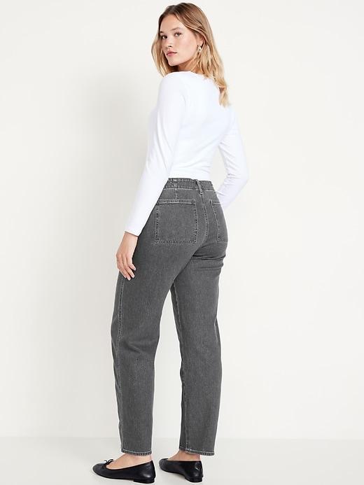 Mid-Rise Boyfriend Loose Utility Jeans Product Image