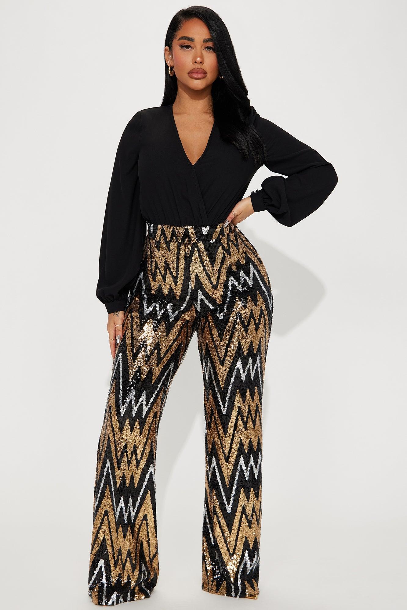 Come Into My World Sequin Jumpsuit - Black/combo Product Image