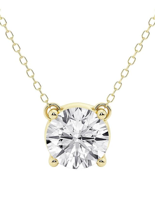 Womens 14K Yellow Gold & 0.75 TCW Round Diamond Solitaire Pendant Necklace Product Image