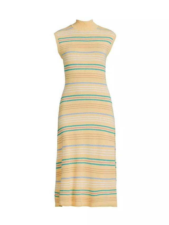 Striped Pointelle-Knit Midi-Dress Product Image