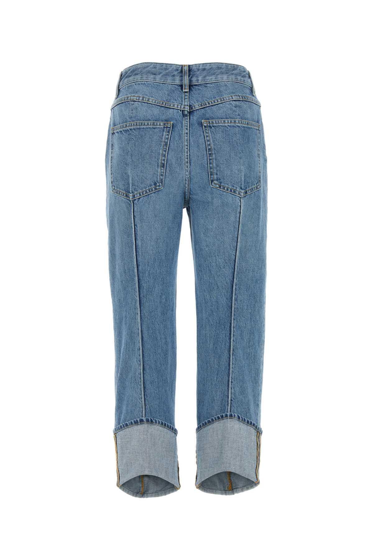 Blue Curved Shape Jeans In Mid Blue Product Image