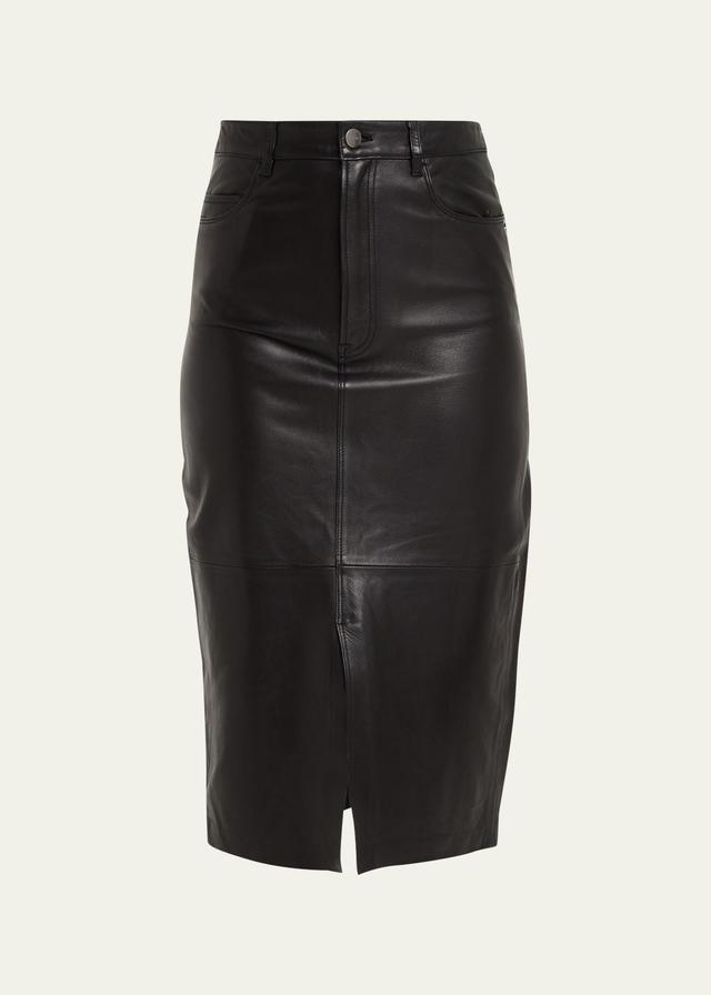 FRAME Leather Midi Skirt Product Image