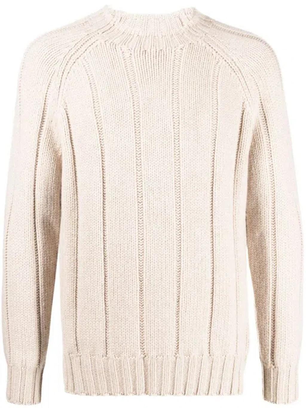 Ribbed Crew Neck Sweater Clothing In Brown Product Image