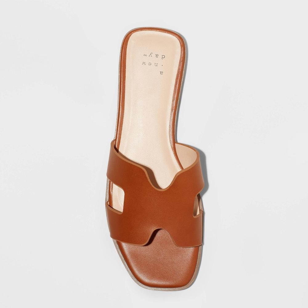 Womens Nina Slide Sandals - A New Day Cognac 9 Product Image