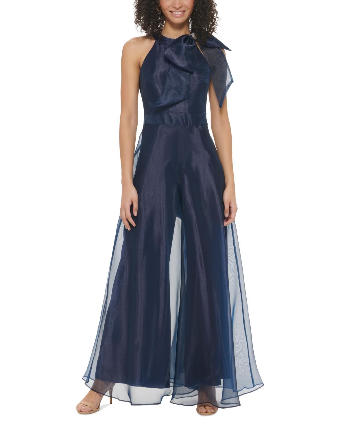 Eliza J Bow Detail One-Shoulder Taffeta Jumpsuit Product Image