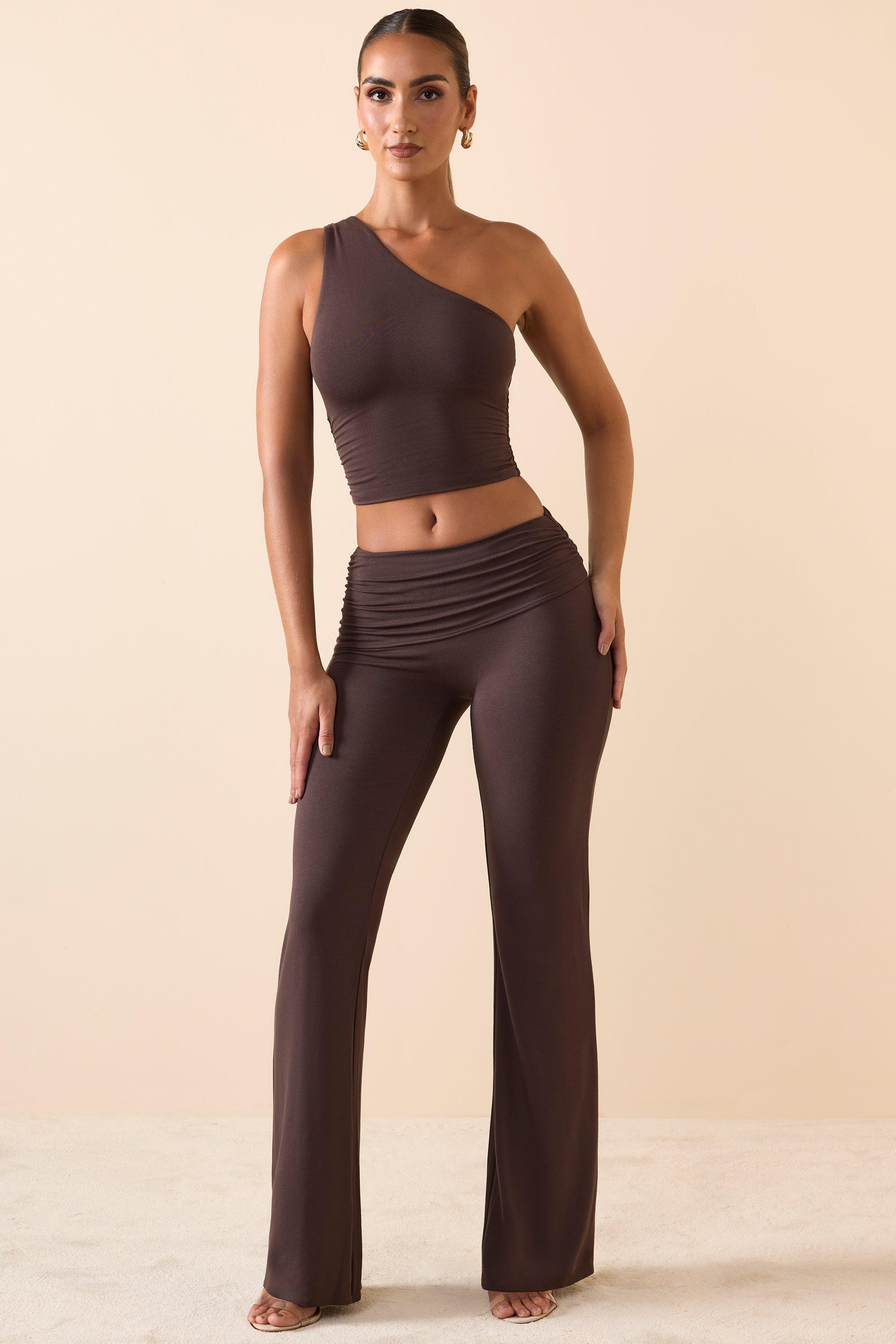 Mid Rise Straight Leg Trousers in Chocolate Brown Product Image