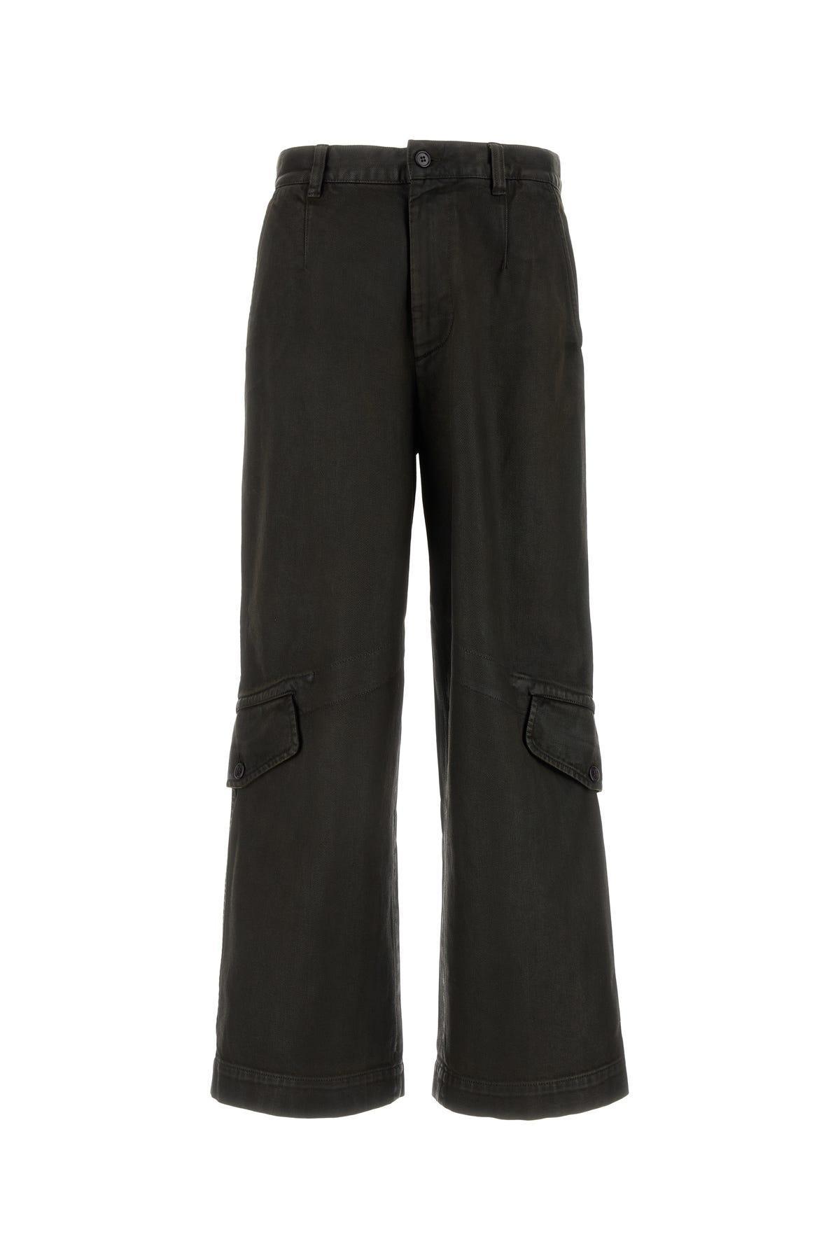 Black Loose Cargo Pants In Brown Product Image