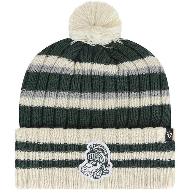 Mens 47 Brand Green Michigan State Spartans No Huddle Cuffed Knit Hat with Pom Product Image