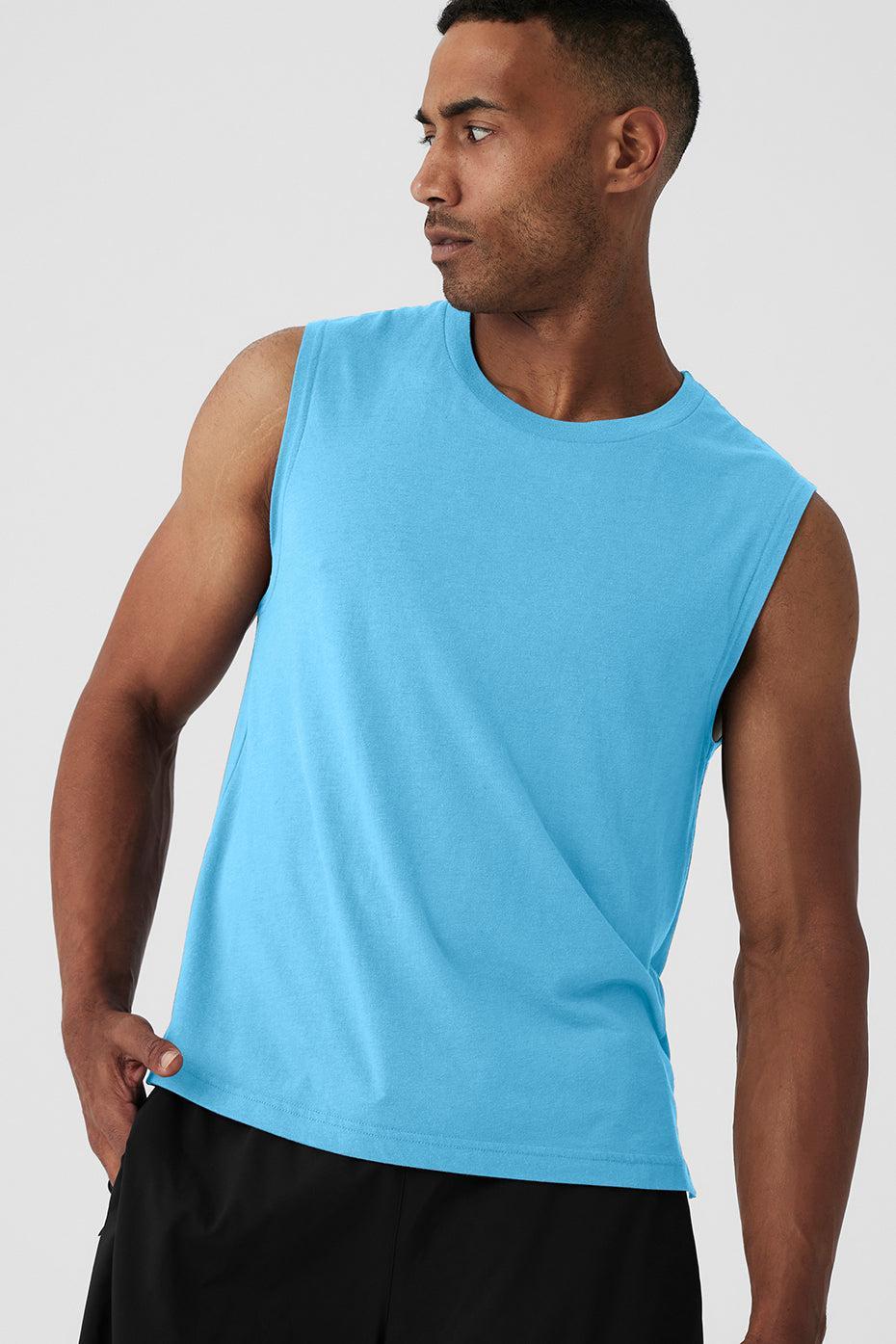 The Triumph Muscle Tank - Azure Blue Male Product Image