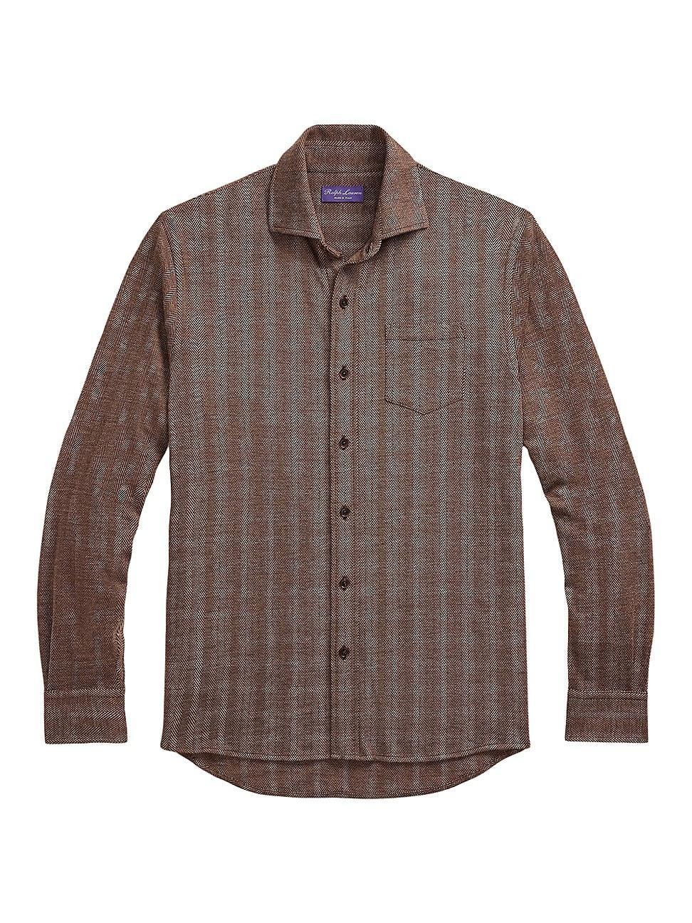 Mens Herringbone Button-Front Shirt Product Image