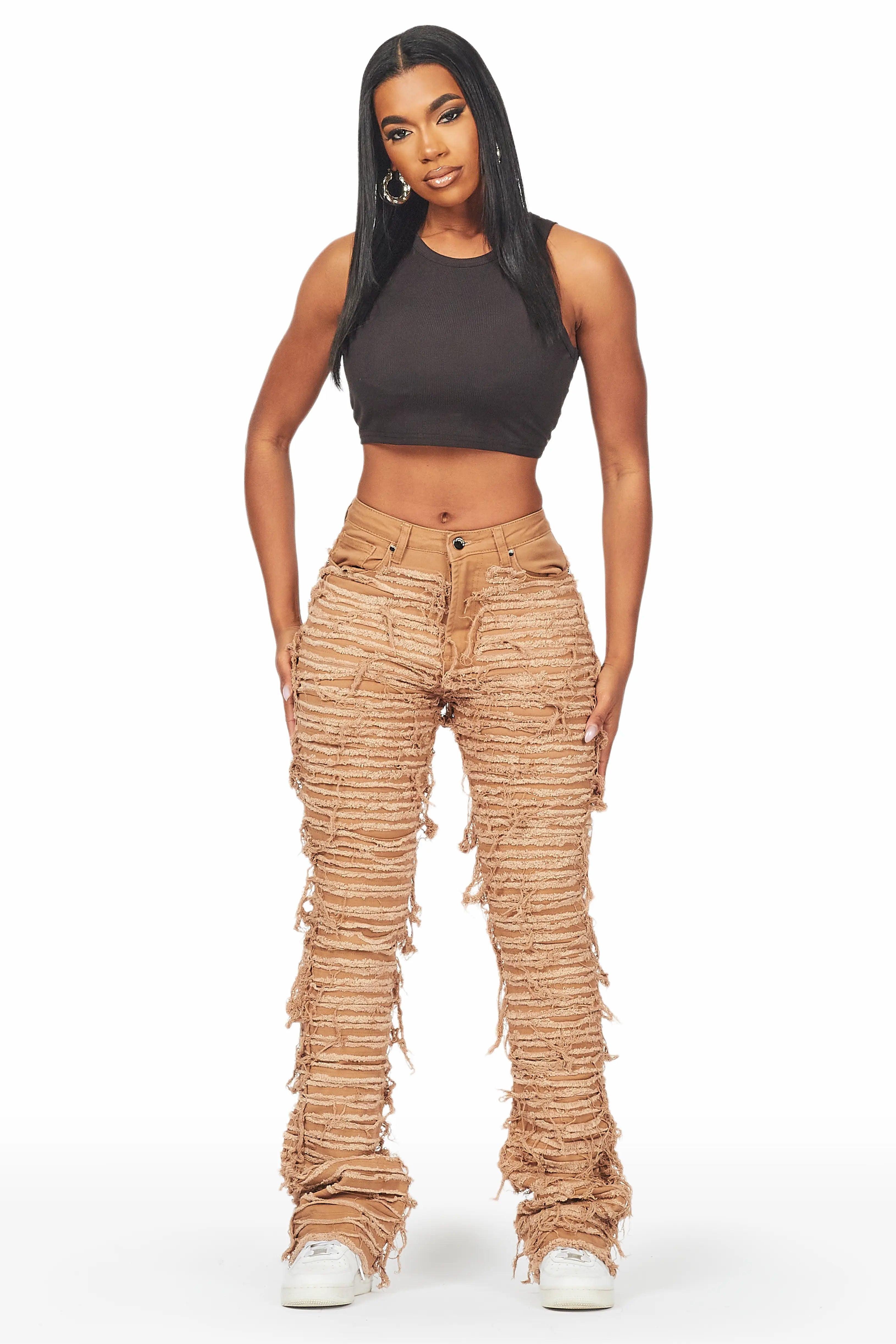 Melany Tan Stacked Flared Jean Female Product Image