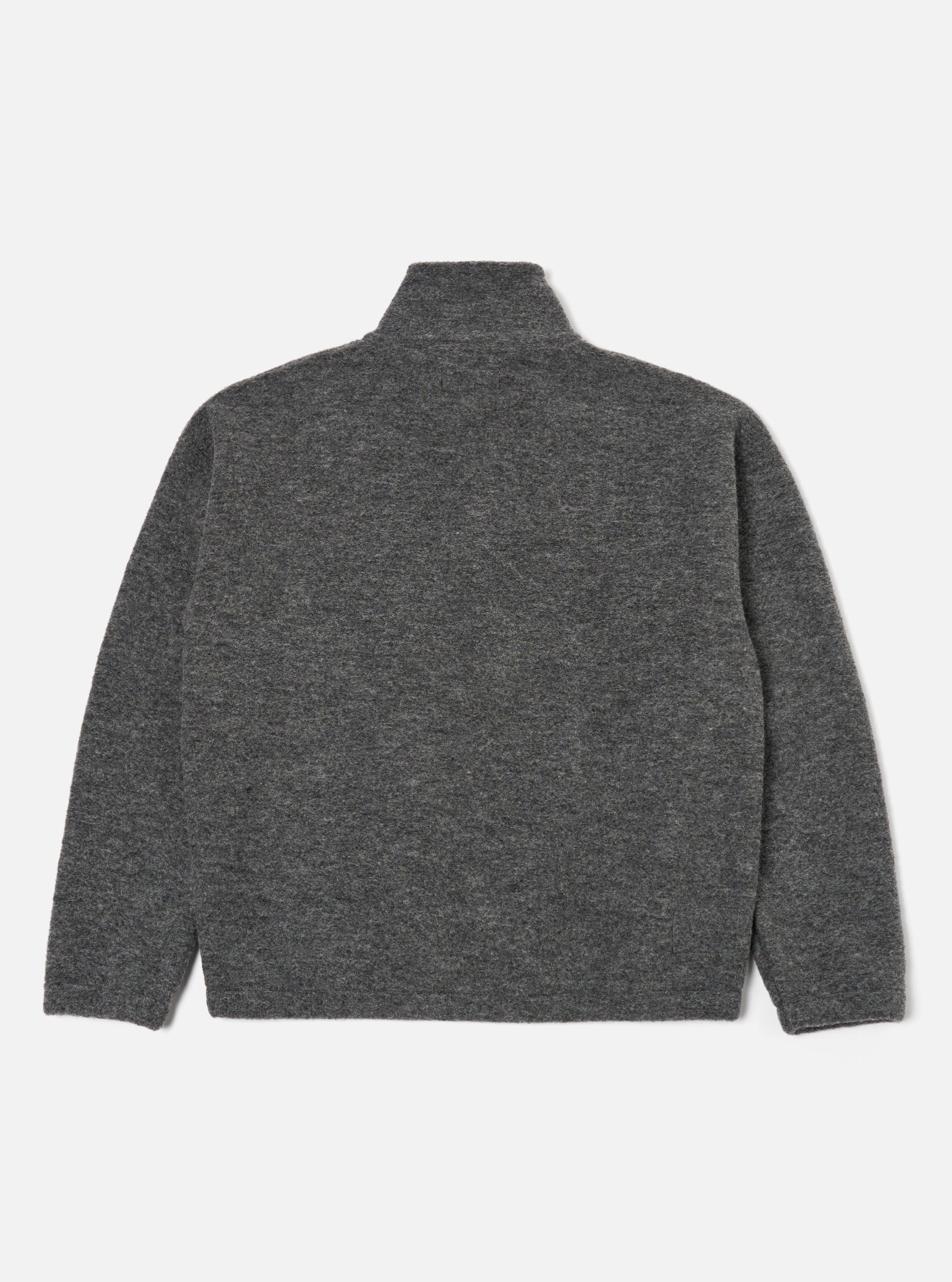 Universal Works Ramsay Quarter Zip in Grey Marl Wool Fleece Product Image