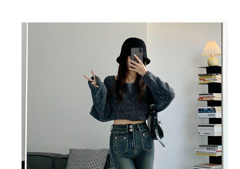 High Waist Fleece-Lined Skinny Jeans Product Image