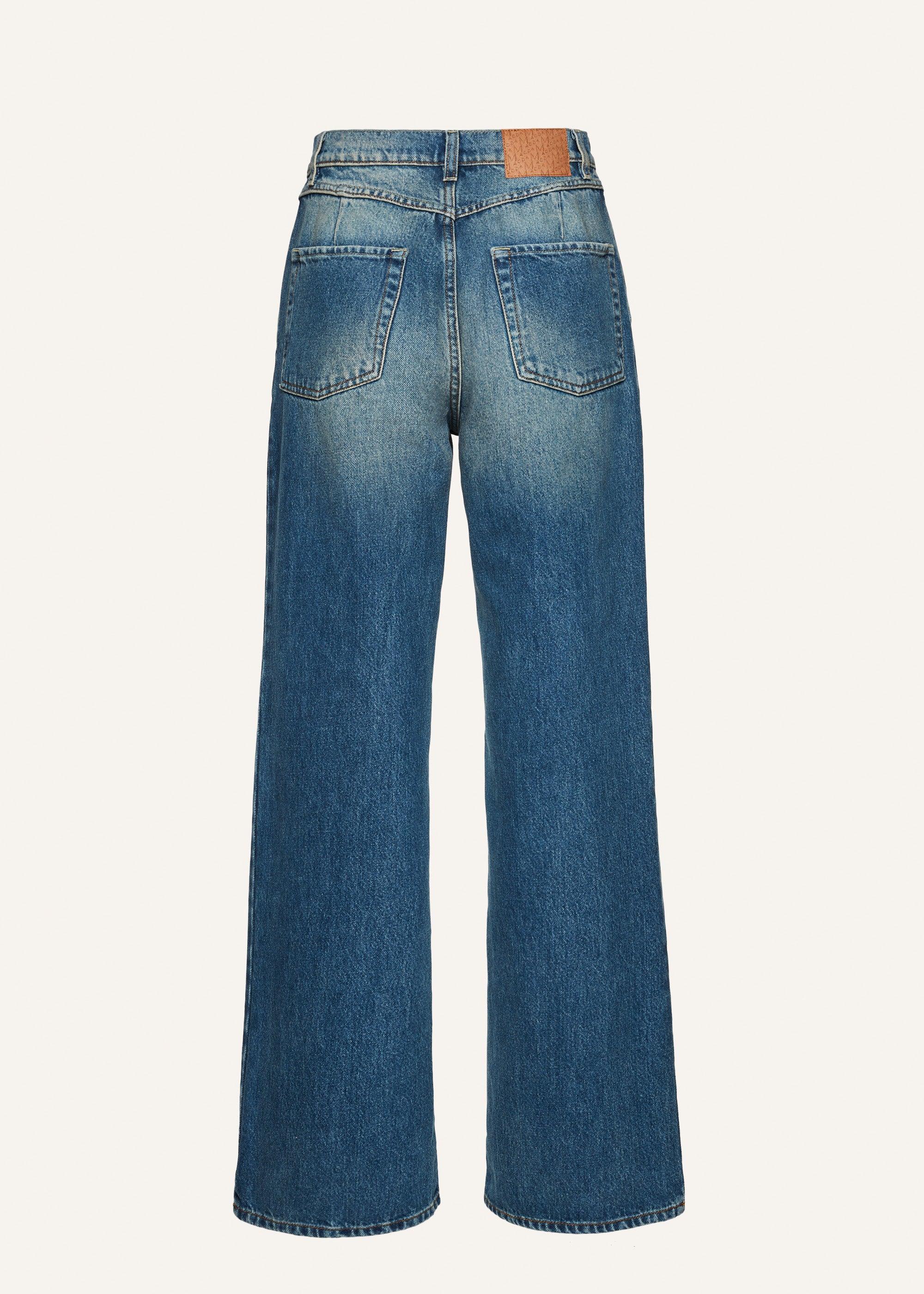 Loose-leg denim pants in washed blue Product Image