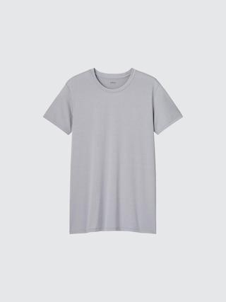 Mens Airism Crew Neck Short-Sleeve T-Shirt with Deodorizing Light Gray XS UNIQLO US Product Image